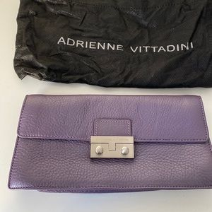 Adrienne Vittadini Purple Pearlescent Clutch with Sliver Hardware